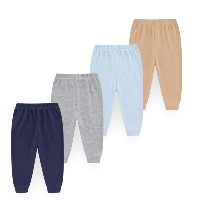 Baby Clothing Bundles - 4 ชิ้นกางเกงเด็ก Unisex ผ้าฝ้าย 100% สีทึบ