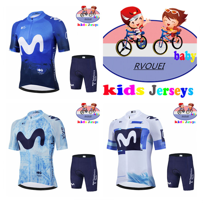 Baby Clothing Factory - ใหม่ Movistar ทีมเด็ก Breathable เด็กชุดขี่จักรยาน JERSEY