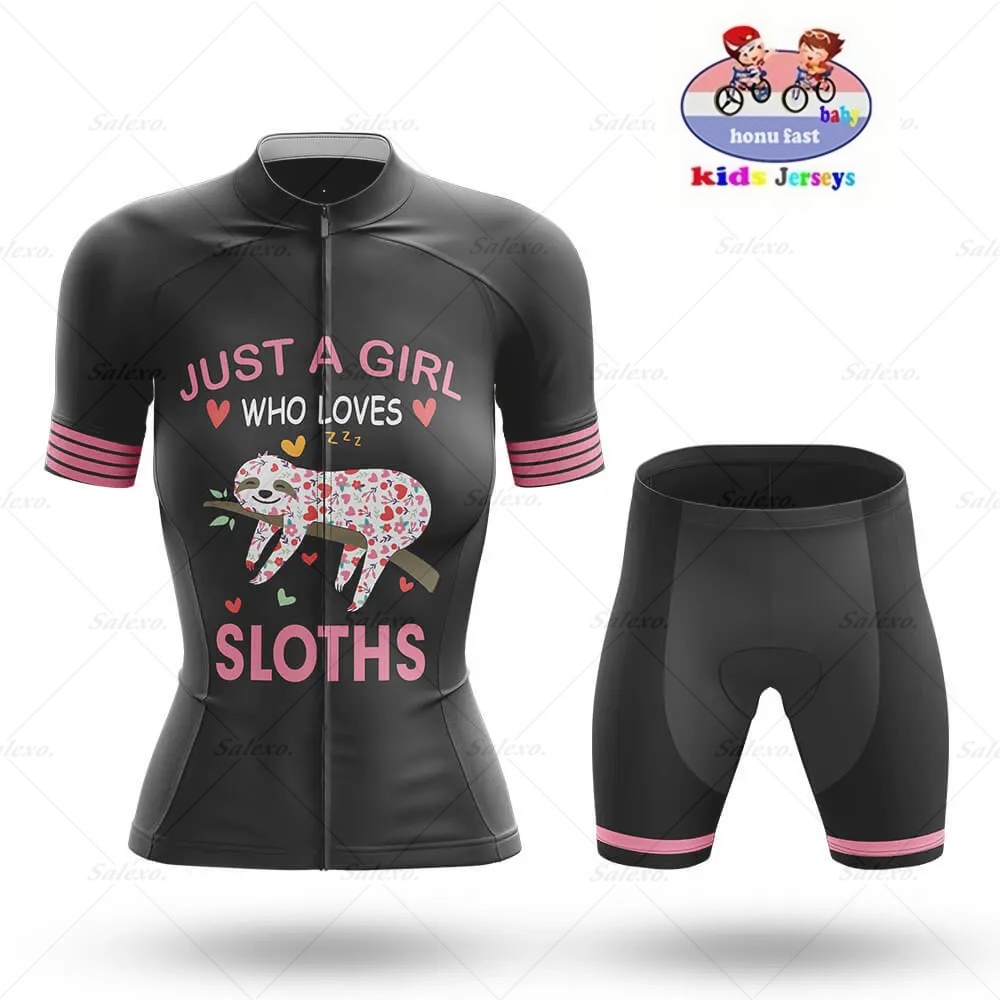 Baby Clothing Factory - ชุดจักรยานเด็กแบบระบายอากาศ รุ่น 2026 ลายสลอธ พร้อมกางเกงขาสั้นเสริมฟองน้ำ สำหรับเด็กผู้ชายและเด็กผู้หญิง