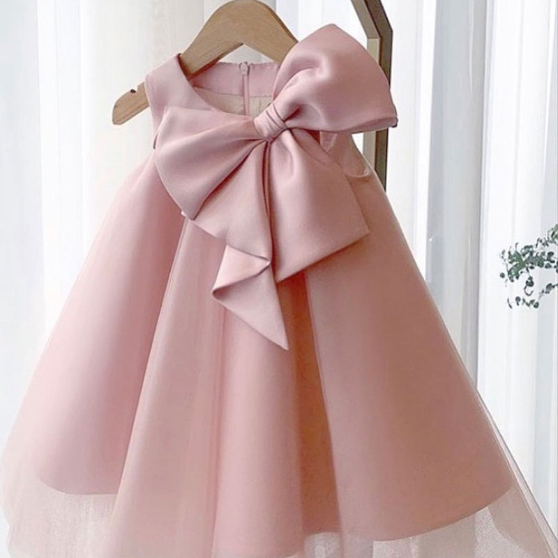 Baby Xl - ฤดูร้อนโบว์ใหญ่ชุดเด็กผู้หญิง 1st Birthday Party งานแต่งงานชุดสําหรับสาวเจ้าหญิงชุดราตรีเด็กสาวเสื้อผ้า