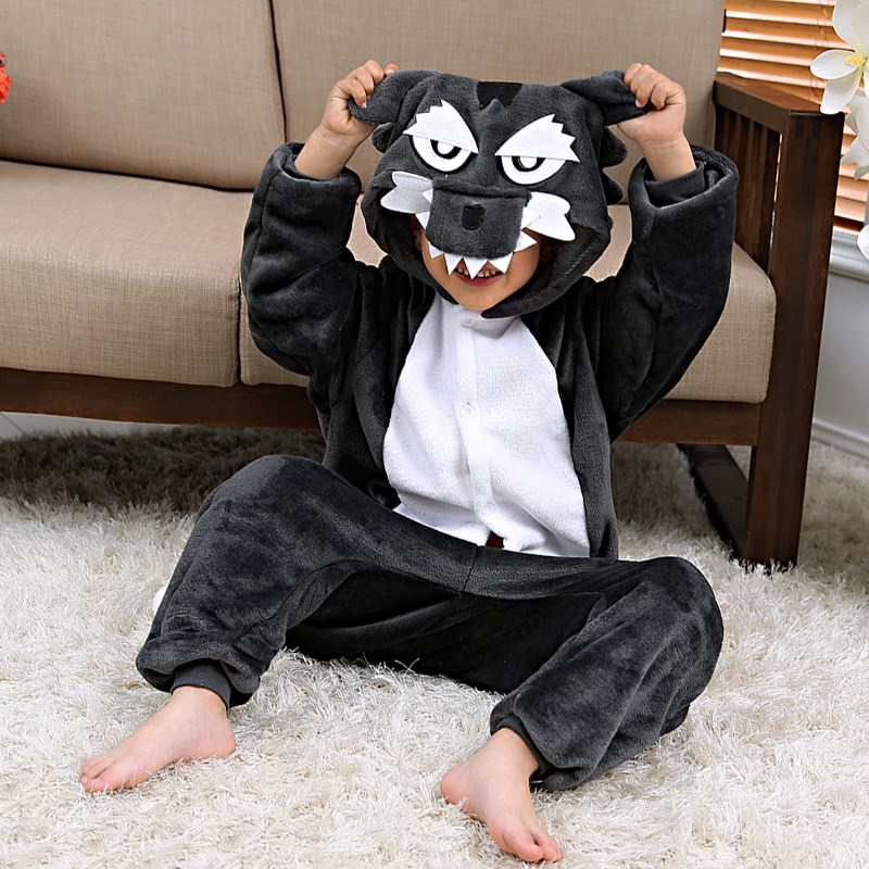 Romper Onesie Baby - เด็กสีเทาหมาป่าหมีแพนด้าคอสเพลย์ One Piece ชุดนอนเด็กทารกเด็กฤดูหนาวชุดนอนฮาโลวีนชุด Hooded เครื่องแต่งกาย