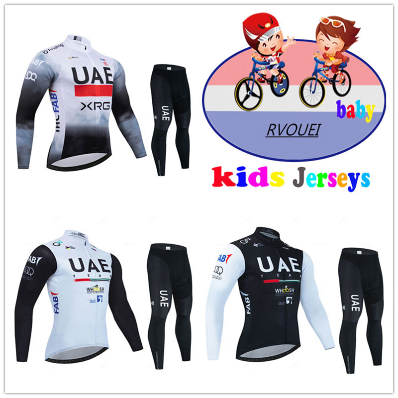 Baby Clothing Factory - ชุดปั่นจักรยานเด็กทีม UAE ชุดเสื้อแขนยาวสำหรับเด็ก ชุดเสื้อผ้าสำหรับปั่นจักรยานเสือภูเขา ชุดปั่นจักรยานเด็ก MTB