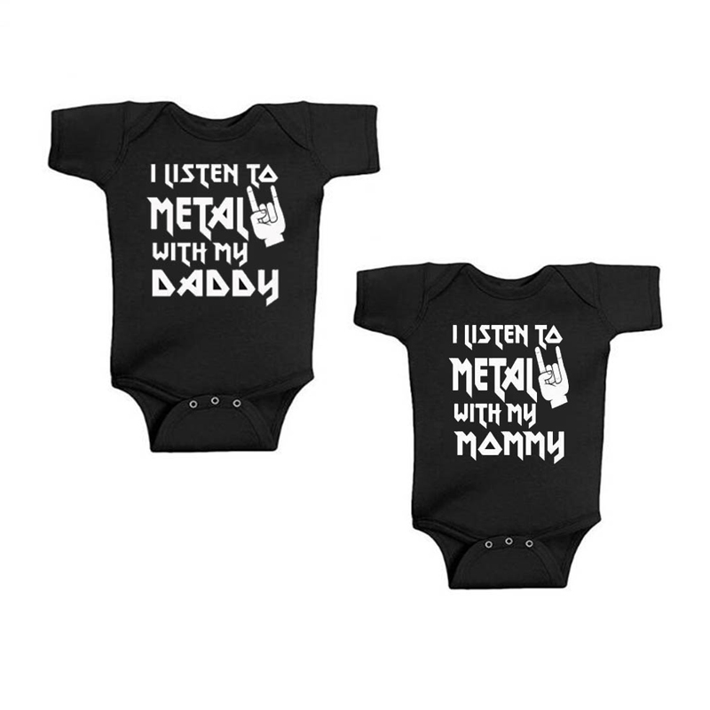 ฉันฟังโลหะกับพ่อและแม่ของฉันชุ - Romper Onesie Baby บทวิจารณ์และราคา