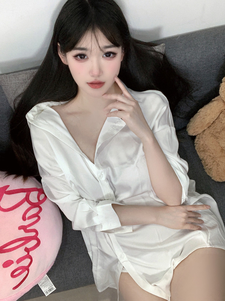 แฟชั่นสีขาวเสื้อมุมมองหญิงชุดน - Baby Gown Nightwear บทวิจารณ์และราคา