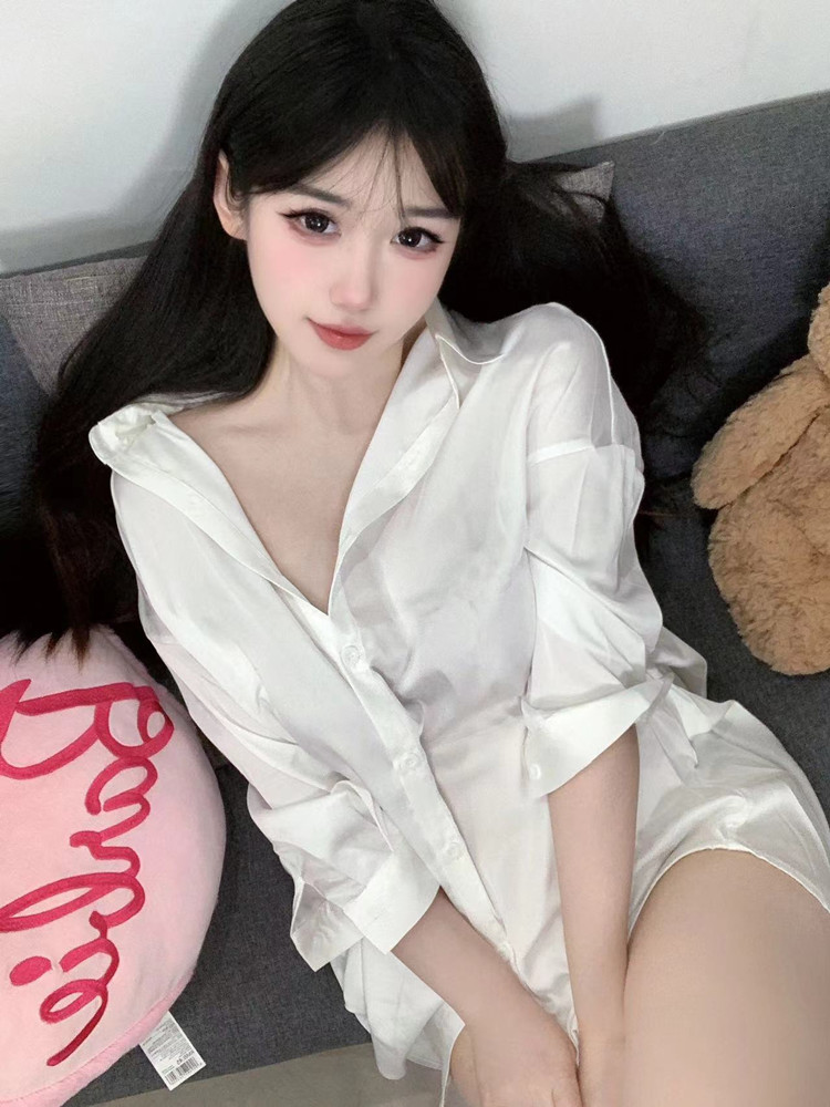 แฟชั่นสีขาวเสื้อมุมมองหญิงชุดน - Baby Gown Nightwear บทวิจารณ์และราคา
