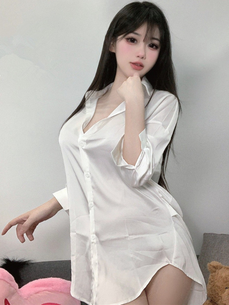 แฟชั่นสีขาวเสื้อมุมมองหญิงชุดน - Baby Gown Nightwear บทวิจารณ์และราคา